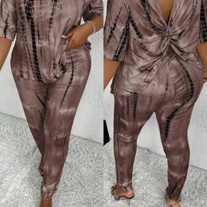 Stylish Brown Tie-Dye Jumpsuit